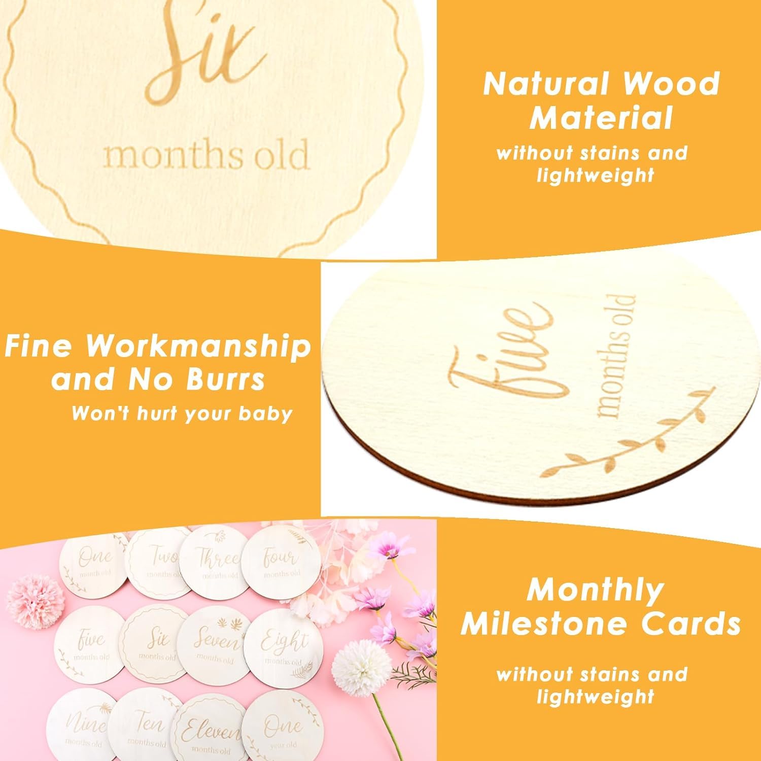 rustic baby milestone cards wooden