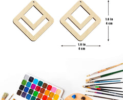 Cliths 36 Pcs Square Wood Earring Blanks Unfinished MDF Jewelry Making Kit for Macrame & DIY Crafts (Lightweight, Beige)