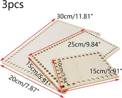 American Elm 3 Piece Mini Basket Base Set Rectangle MDF Weaving Kit for DIY Crochet Bags & Storage Craft Supplies