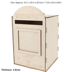 Wooden mailbox with 'Wedding Post' text on a white background