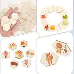 Cliths 100 Pcs Blank Wood Hexagon Cutouts Wooden Tile Slabs Coasters for DIY Crafts Painting Staining