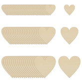 Beige heart-shaped wooden cutouts of various sizes on a white background