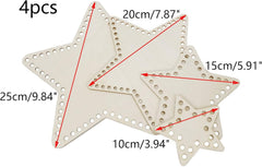American Elm 4 Piece Star Basket Base Set Wooden MDF Crochet Foundations for DIY Bags & Decor Craft Supplies