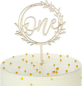 American Elm First Birthday Cake Topper Set Wooden Fits Cakes, Photo Booth Props & Baby Shower Decor