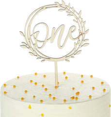 American Elm First Birthday Cake Topper Set Wooden Fits Cakes, Photo Booth Props & Baby Shower Decor