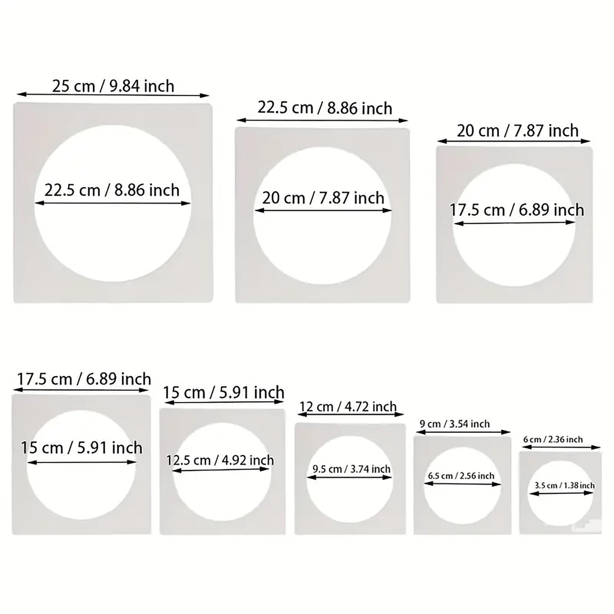 circle stencil set 8 pieces