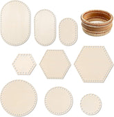 American Elm 9 Piece Wooden Basket Bottom Set Round/Oval/Hexagon MDF Bases for Crochet, Knitting & DIY Storage Craft Blanks
