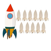 Colorful rocket model with multiple smaller rockets on a white background