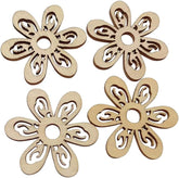 6 Pcs Flower Leaf Wood Shapes Craft Wooden Slices DIY Unfinished Wood.
