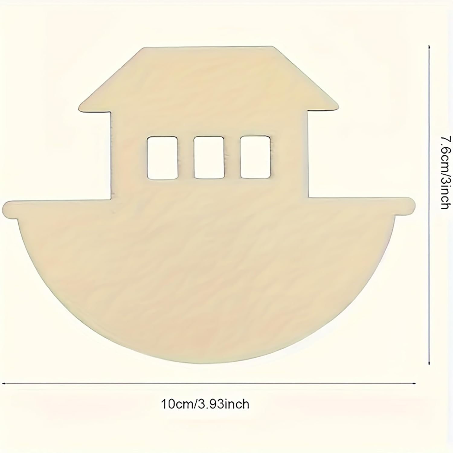 Unfinished wood cutout of a sailboat with dimensions indicated