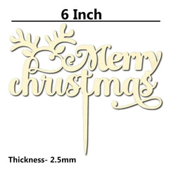 Cliths "Merry Christmas" Cake Topper Wooden Holiday & Birthday Decor Xmas Party Decoration MDF Giftable Keepsake