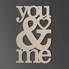 Cliths 'You & Me' Wood Cutout MDF Sign for Couple Decor & Wedding Gifts 2.7mm Thick