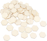 Hexagonal wooden shapes on a white background