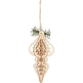 Decorative wooden ornament with intricate cut-out patterns on a white background