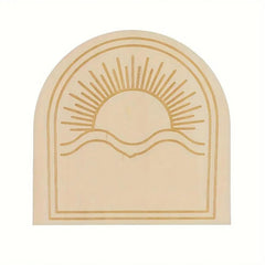 Decorative wall art with sun and wave design on a beige background