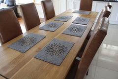 American Elm Set of 8 Rectangle Felt Placemats Table Mats with Aster Design Heat Resistant Non-Slip Dining Mats for Kitchen & Parties