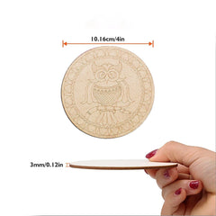 American Elm Wooden Coaster Painting Kit, 4 Pieces, 4 Inch, Madhubani Art Designs, with Brushes