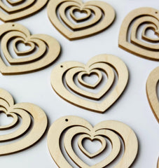 American Elm Pack of 48 Wooden Heart Cutouts MDF Craft Blanks for DIY Earrings, Valentine Decor, Jewelry Making & Painting