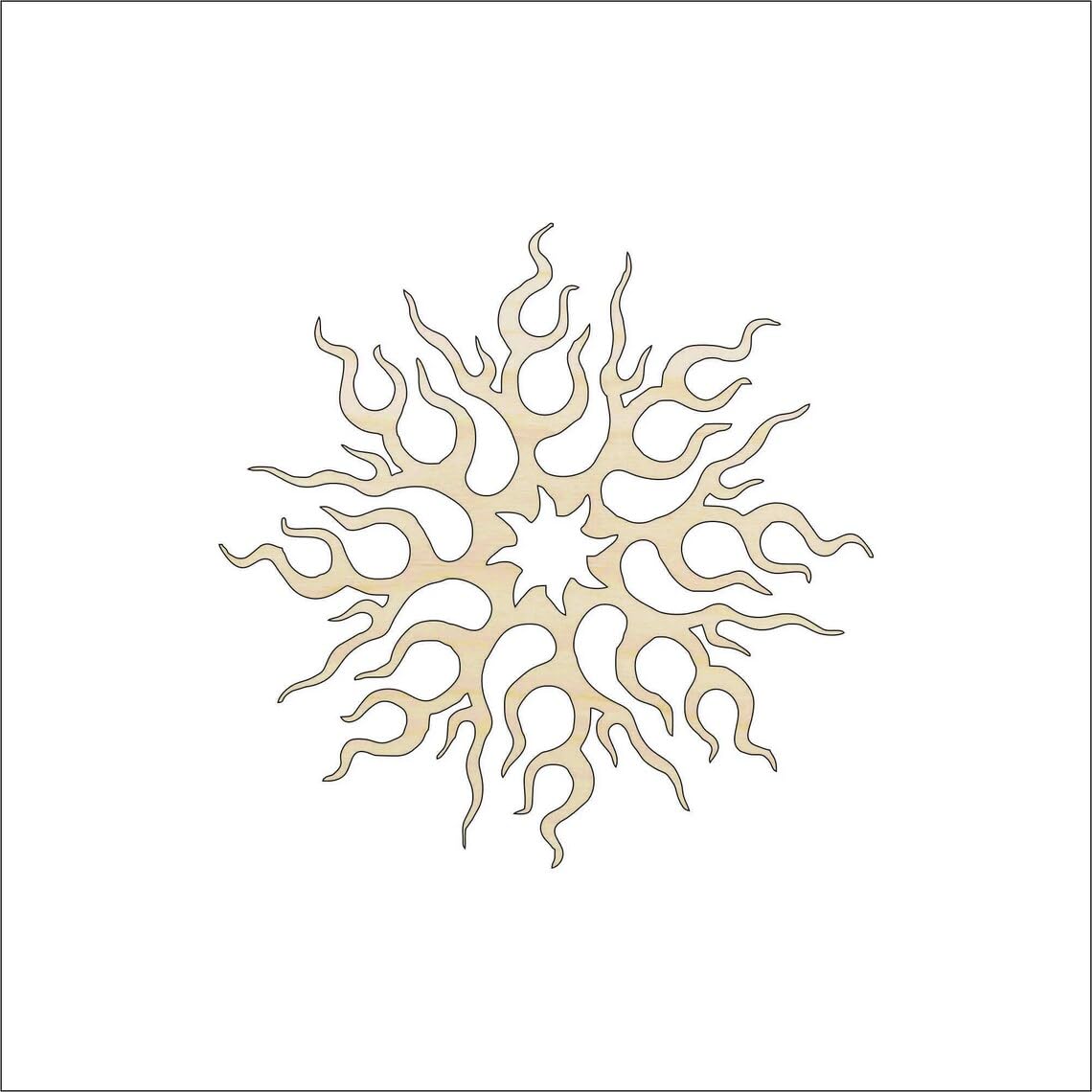Decorative sun design on a white background