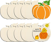 American Elm 10 Pcs Unfinished Wood Pumpkin Ornaments DIY Craft Kit Fall Decor Paintable Blanks