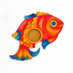 American Elm Pack of 2 Fish Design Wooden T Light Holder 2 Layer Pine MDF Cutout for Diwali Decoration Home Art DIY Painting Projects Table Centerpiece and Handmade Tealight Candle Display Base