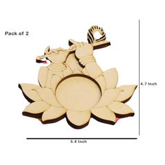 American Elm Pack of 2 Wooden T Light Candle Holders - T Light Holder for Home Decoration, Diwali Decoration Items for Home Decor, MDF Diwali Cutout, Multiple Designs (5.4 X 4.7 Inch)