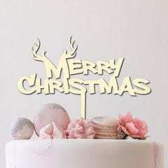 Cliths "Merry Christmas" Cake Topper Wooden Holiday Party Decor for Birthdays, Anniversaries & Xmas Celebrations