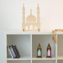 Cliths Wooden Mosque Standing Display Ramadan Eid Home Decor Islamic Art Decoration
