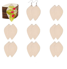 American Elm 100 Pcs Unfinished Wooden Earring Blanks Kit Leaf Shape DIY Craft Pendants MDF for Jewelry Making