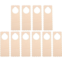 Set of beige door hangers with scalloped edges on a white background