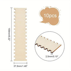 American Elm 10 Piece Wooden Wire Winding Boards 15 Slot MDF Embroidery & Yarn Storage - 2.7mm Thick Craft Supply