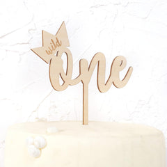 American Elm "Wild One" Cake Topper Wooden Nature Themed Decor for 1st Birthdays & Baby Showers, Rustic Woodland Party Supplies