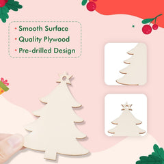 American Elm 40 Pcs Wooden Christmas 10 Style Variety Pack MDF Circles with Holes for DIY Holiday Decor