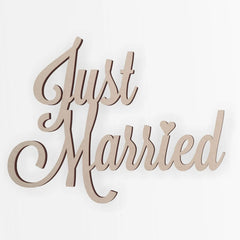 Cliths 'Just Married' Wood Cutout MDF Wedding Sign Photo Booth & Gifts 2.7mm Thick