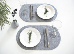 Cliths 6 Pack Oval Felt Placemats Heat Resistant Table Protectors, Washable Dining Mats for Round/Oval Tables Gray Trivets