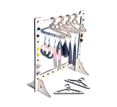 Jewelry display stand with hanging jewelry on a white background