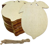 Cliths 30 Pcs Lemon Wood Cutouts DIY Craft Shapes with Holes & Hemp Ropes MDF Ornaments for Summer Decor, Gift Tags