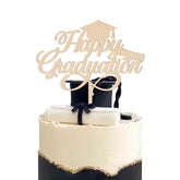 Cliths Happy Graduation Cake Topper Wooden Graduation Decor for College & School Parties, Congrats Cake Decoration