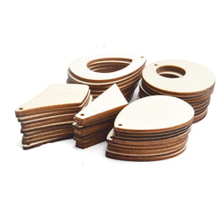 Cliths Pack of 20 Wooden Earring Blanks 5 Style Mix Pine MDF Dangle Charms for DIY Jewelry Making Lightweight Craft Blanks