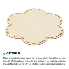 American Elm 2 Pack Flower Shaped Basket Bottoms MDF Crochet Base for DIY Storage Bags & Knitting Projects Wooden Craft Supply