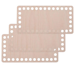 Cliths 3 Pcs Rectangle Wooden Basket Base MDF Crochet Bag Bottom for DIY Knitting, Weaving Craft Blanks