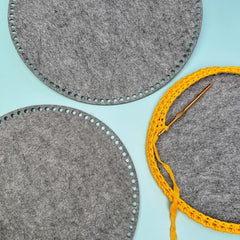 Cliths Pack of 3 Round Felt Basket Bases for DIY Crochet Baskets Eco Friendly Grey Felt