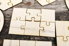Cliths Pack of 9 Wooden Puzzle Blanks Puzzles Square, Heart & Hexagon Shapes for Painting Crafts