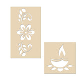 Cliths Wooden Rangoli Set for Diwali DIY Décor Flower & Diya Design Cutouts for Painting, Home Decoration, Festival Crafts
