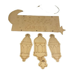 Cliths Ramadan Kareem Craft Kit for KidS DIY Paintable Islamic Lanterns Eid Gifts Children's Activity Wooden Ornaments