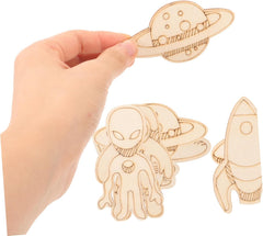 American Elm 32 Pcs DIY Crafts Outer Space Theme Wood Crafts Astronaut Wood Cutout Ornaments Blank DIY Blank Wood (3.15 X 2.75 Inch)