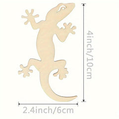 American Elm 10 Pcs Wooden Lizard Cutouts for DIY Crafts MDF Animal Shape for Painting, Home Decor, Birthday Party Decorations & Art Projects.