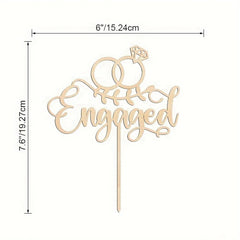 Cliths Wooden Engagement Cake Topper Diamond Ring Design for Wedding Bachelorette Bridal Shower Decorations