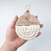 macrame christmas wooden ornaments