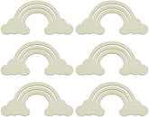 Set of six beige rainbow and cloud-shaped cookie cutters on a white background